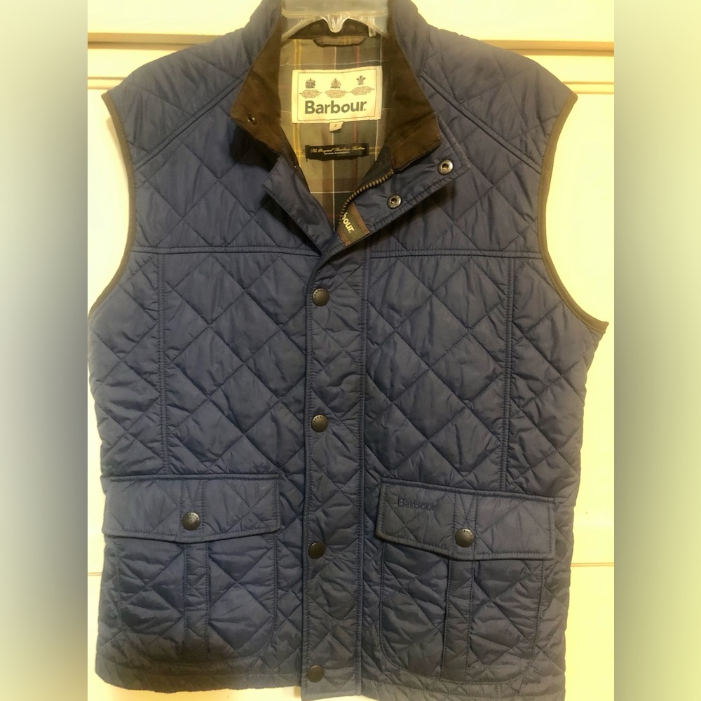 🎉 BARBOUR NAVY EXPLORER GILET VEST SIZE: SMALL! 🍀